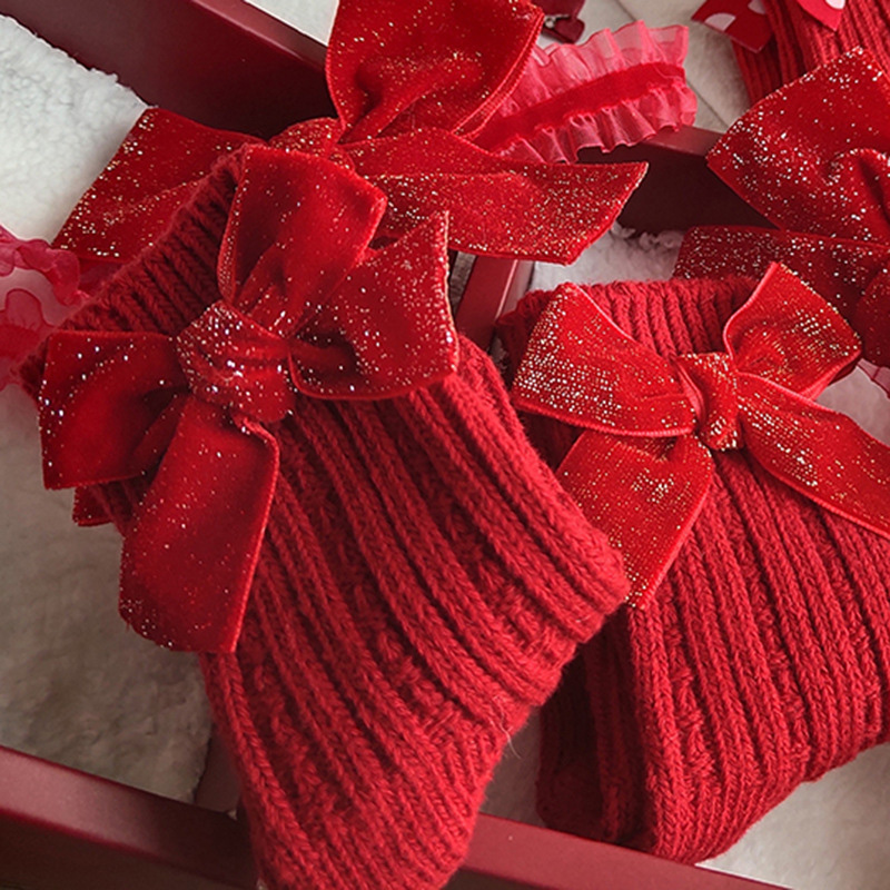 Solid With Bow Socks - image 6