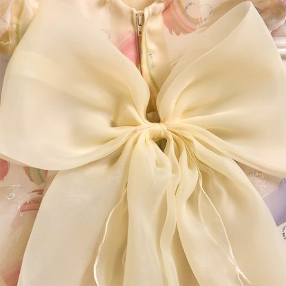[Archive Sale] Organza Bow Pearl Short sleeve Midi Dresses - image 11
