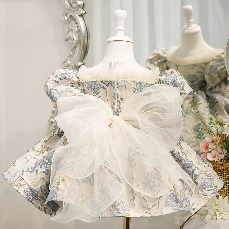 Jacquard Imitation Pearls Short Sleeve Midi Dresses - image 3