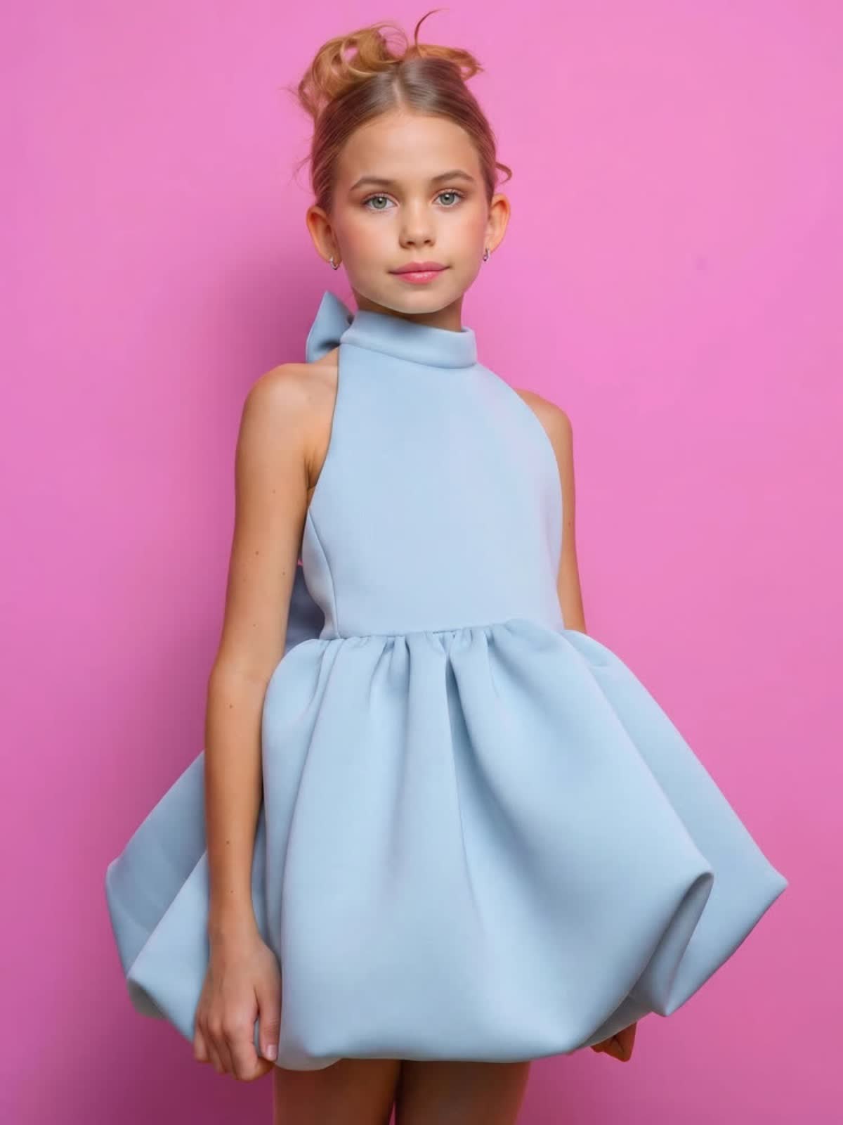 SCUBA KNIT Bow Short Sleeve Short Dresses - image 26