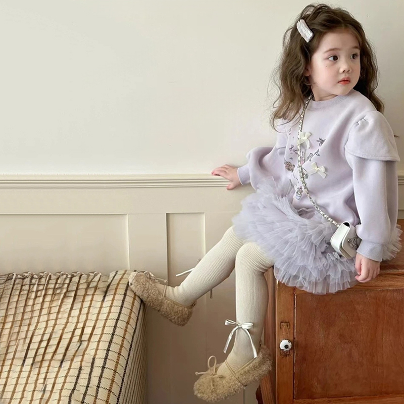 Fleece Split Joint Long Sleeves Midi Dresses - image 7