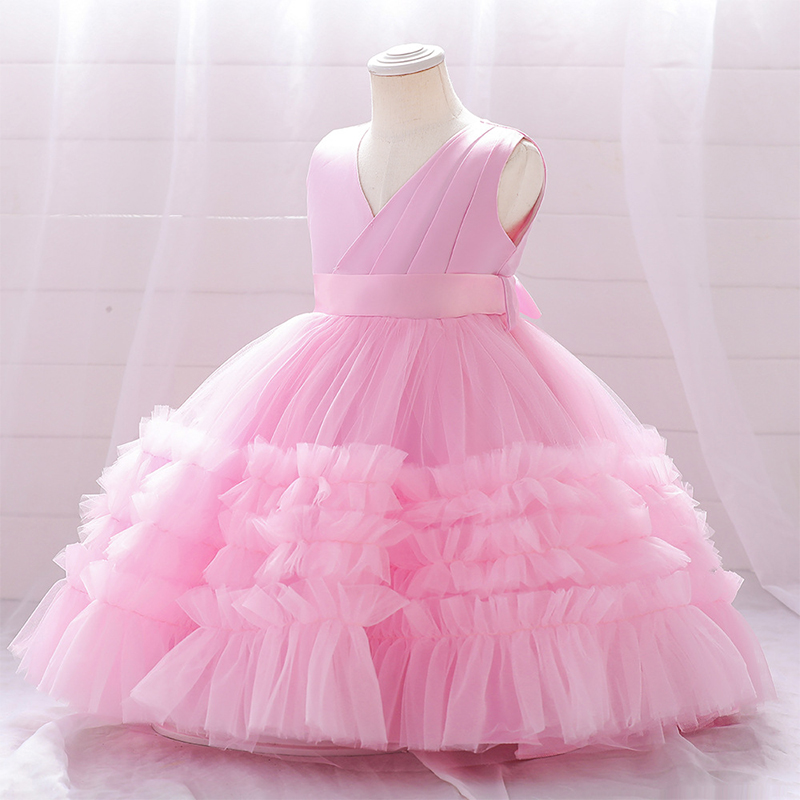 Mesh Bow Folds Sleeveless Mid-long Dresses - image 2