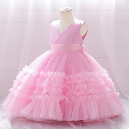 Mesh Bow Folds Sleeveless Mid-long Dresses - image 2