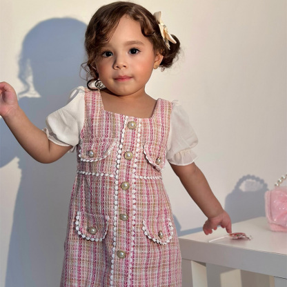 Tweed Split Joint Short Sleeves Midi Dresses - image 12