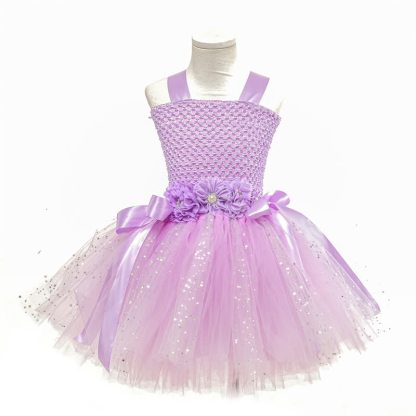 Mesh Sequins Crochet Butterfly Ballet Sleeveless Mid-long Dresses - image 10