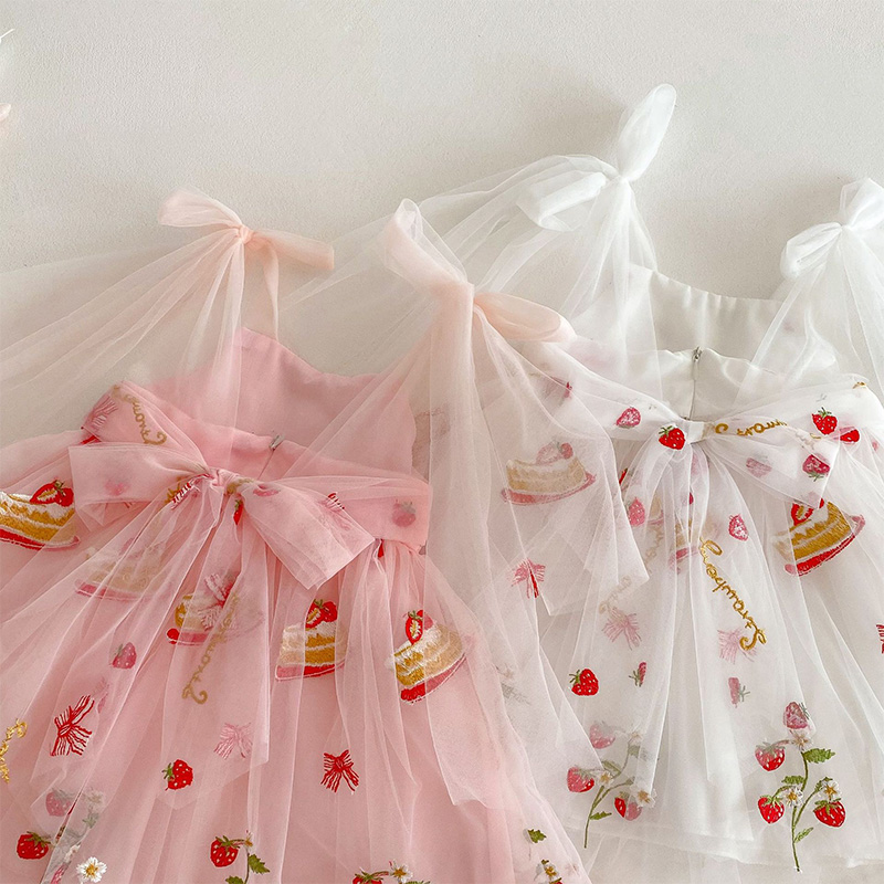  Mesh Bow Embroidery SleevelessMidi Dresses - image 6