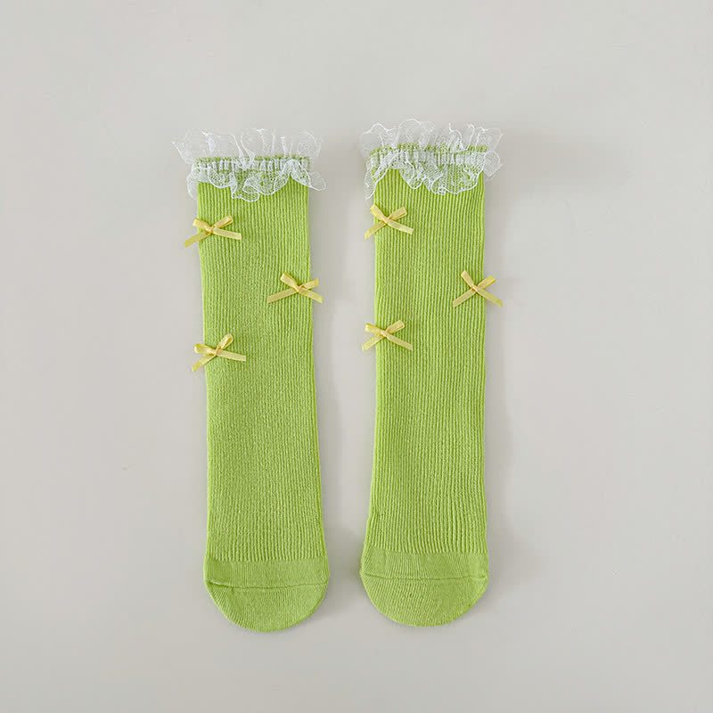 Solid Stitching Lace Socks - Green - One size - image 7