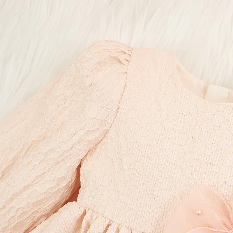 [Archive Sale] Jacquard Bow Long Sleeve Mid-long Dresses - image 5