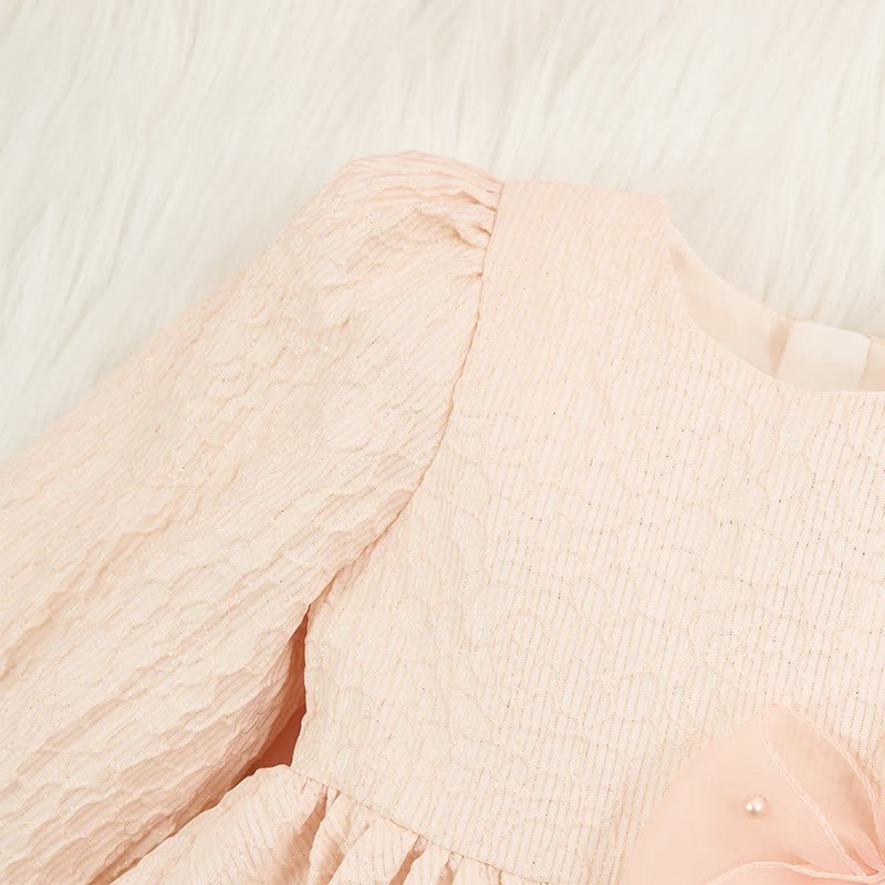 [Archive Sale] Jacquard Bow Long Sleeve Mid-long Dresses - image 5