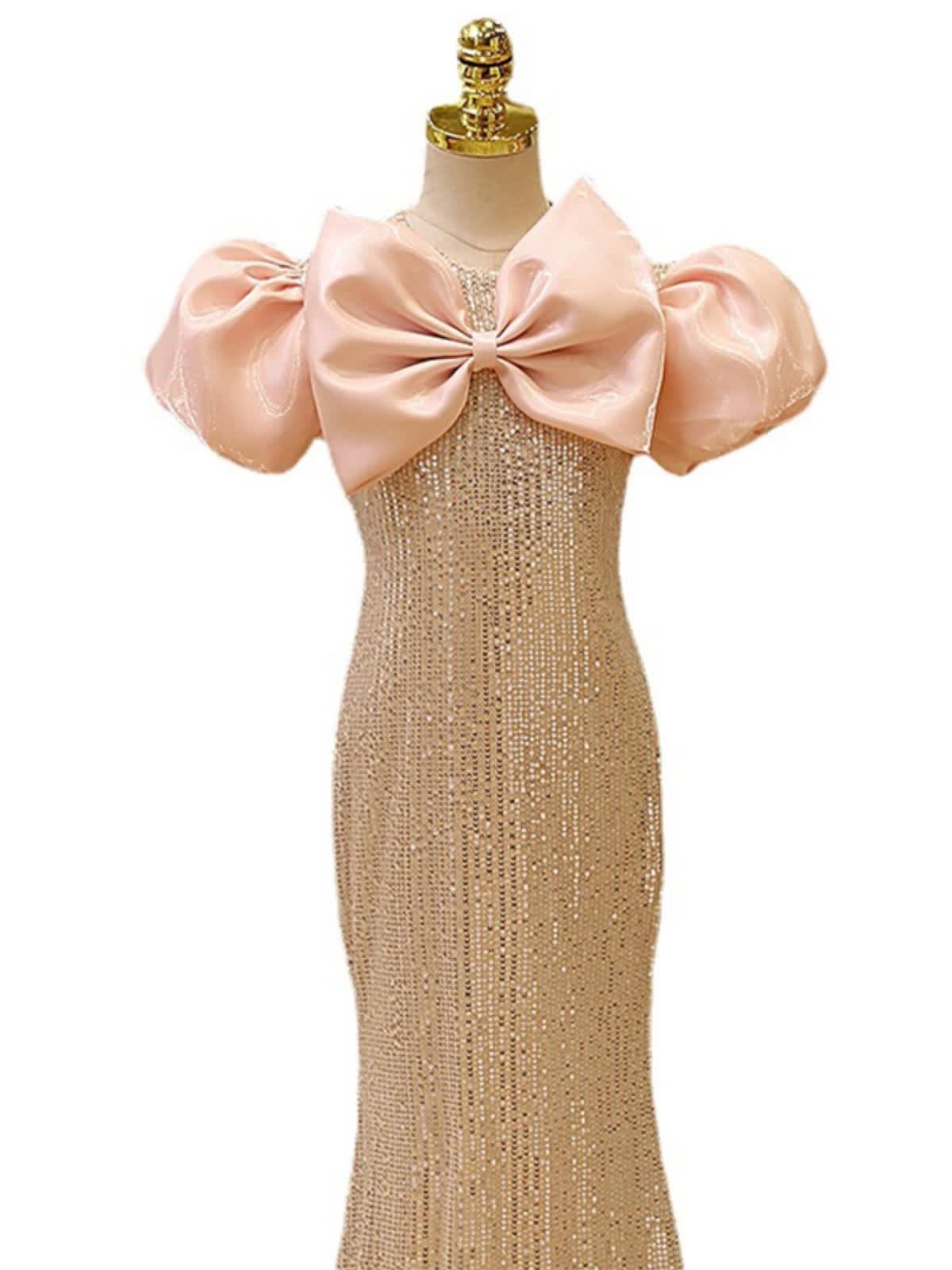 Glitter Bow Short Sleeve Maxi Dresses - image 8