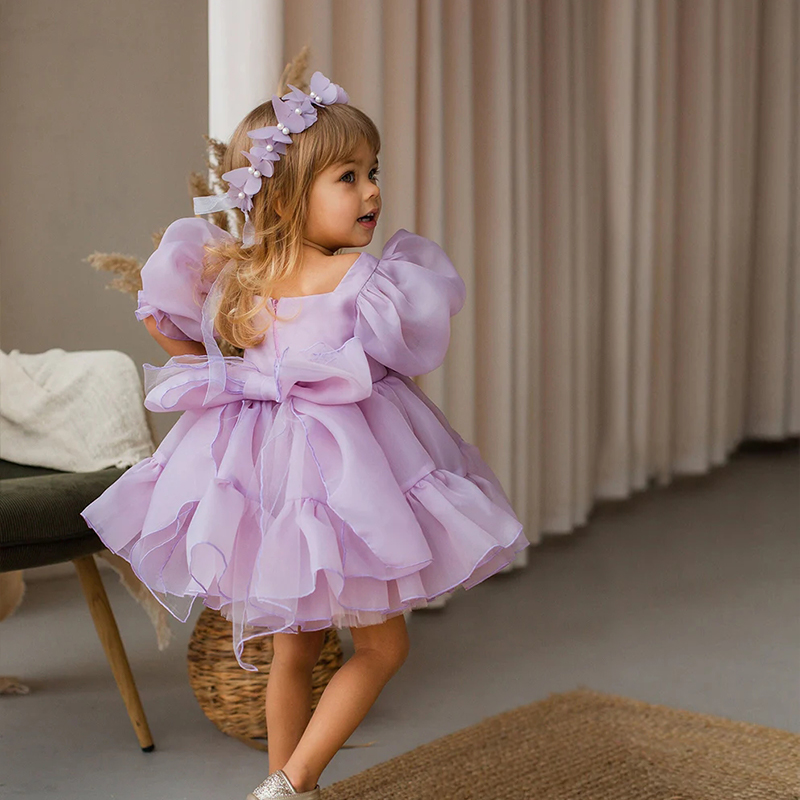 Organza Bow Flouncing Short Sleeve Midi Dresses - image 8