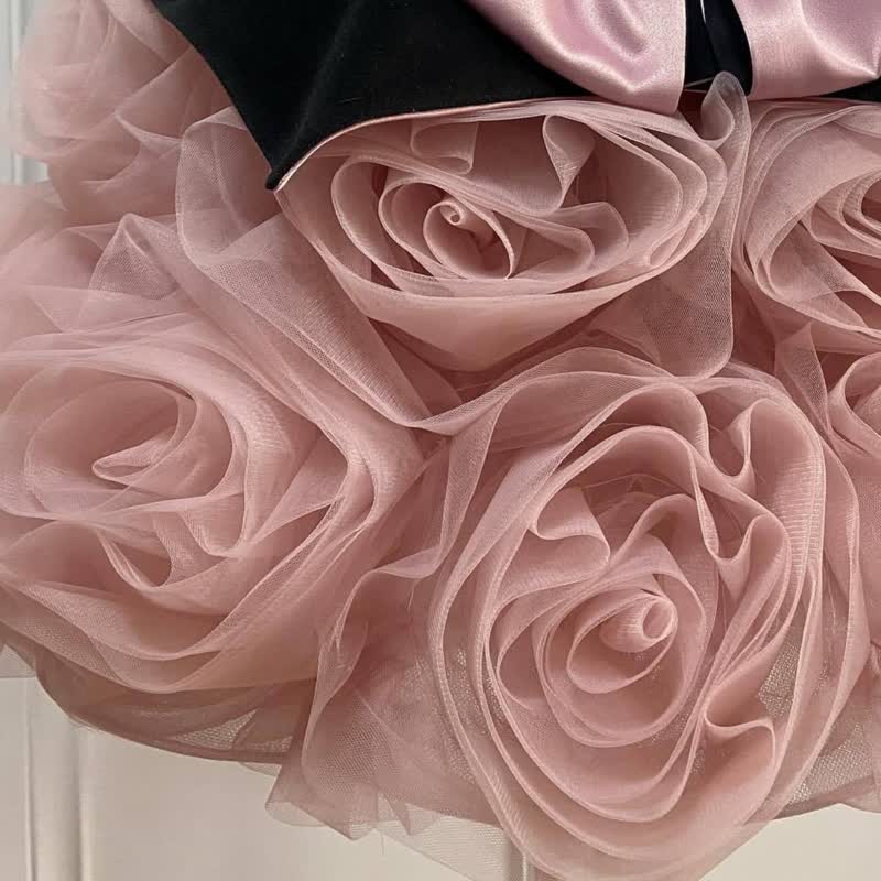 Velvet & Mesh Rosette  Bow Sleeveless Short Dresses - image 7