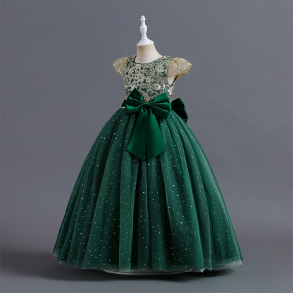 Mesh Bow Lace-up Cap Sleeve Maxi Dresses - image 18