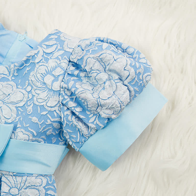 [Archive Sale] Jacquard Embossed Printing Irregular Craftsmanship Jacquard Short Sleeve Mid-long Dresses - image 6