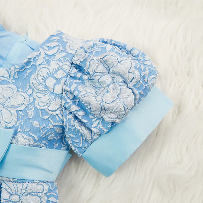 [Archive Sale] Jacquard Embossed Printing Irregular Craftsmanship Jacquard Short Sleeve Mid-long Dresses - image 6