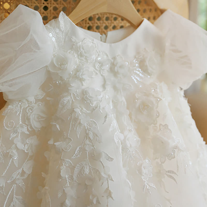 Mesh Applique Short Sleeve Midi Dresses - image 4