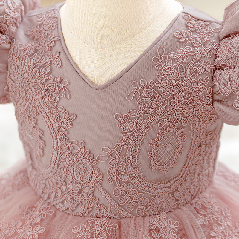 Lace Bow Lace Short Sleeve Mid-long Dresses - image 4