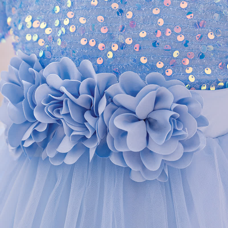 Sequins & Mesh Bow Sequins Short Sleeve Mid-long Dresses - image 63