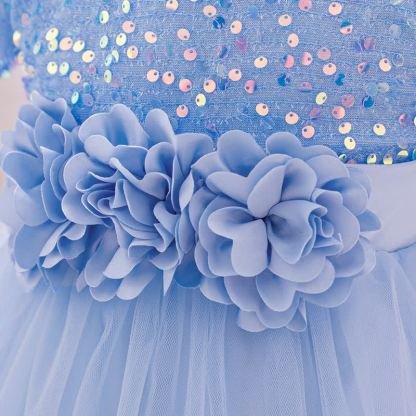 Sequins & Mesh Bow Sequins Short Sleeve Mid-long Dresses - image 63