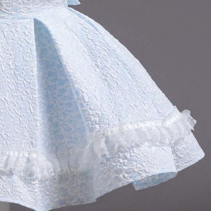 Chemical Fiber Blend Lace Bow Jacquard Short Sleeve Mid-long Dresses - image 16