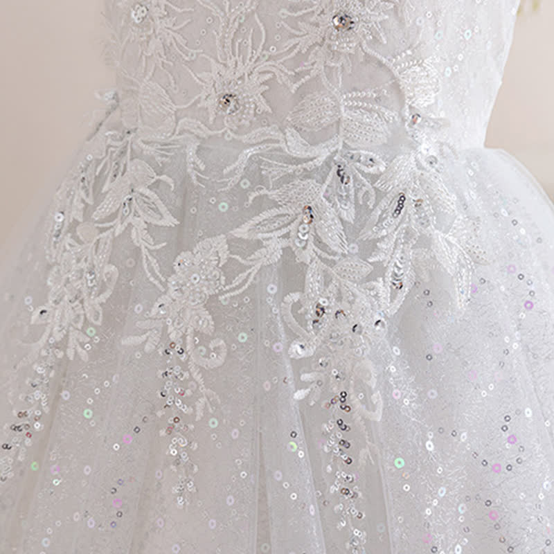 Mesh Lace Sequins Short Sleeve Maxi Dresses - image 6