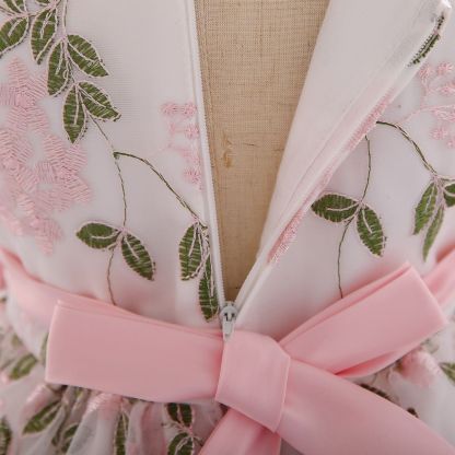 Mesh Bow Rosette Cap Sleeve Midi Dresses - image 6