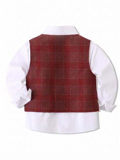 Cotton Bow Long Sleeve Regular 3-piece Formal Suit - image 36