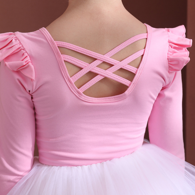 Mesh Folds Ballet Long Sleeve Regular Dresses - image 11