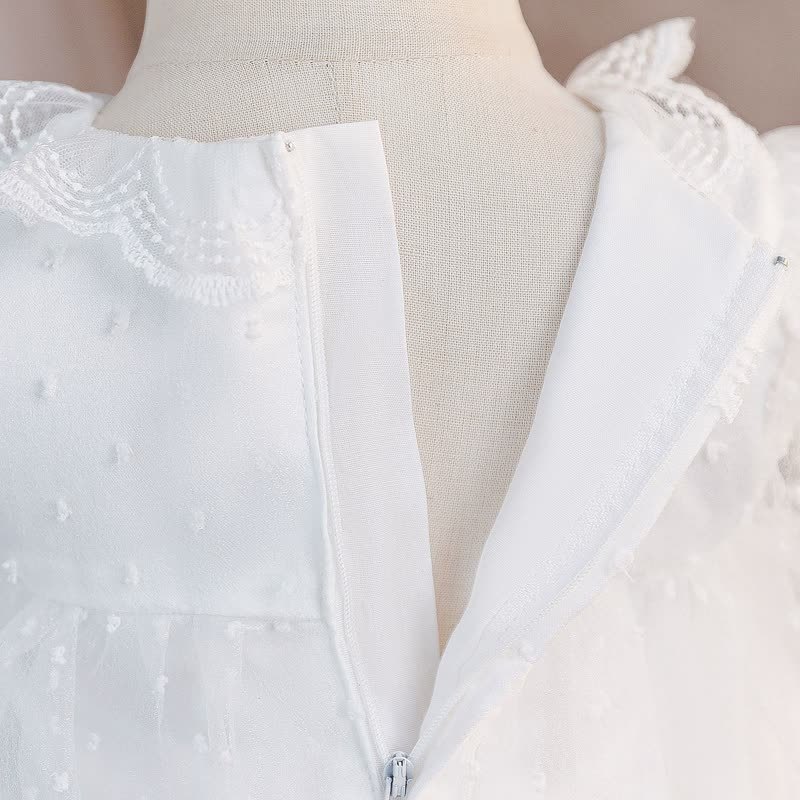 Mesh Lace Edge Short Sleeve Midi Dresses - image 9