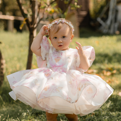 Organza Bow Printing Short Sleeve Midi Dresses - image 4