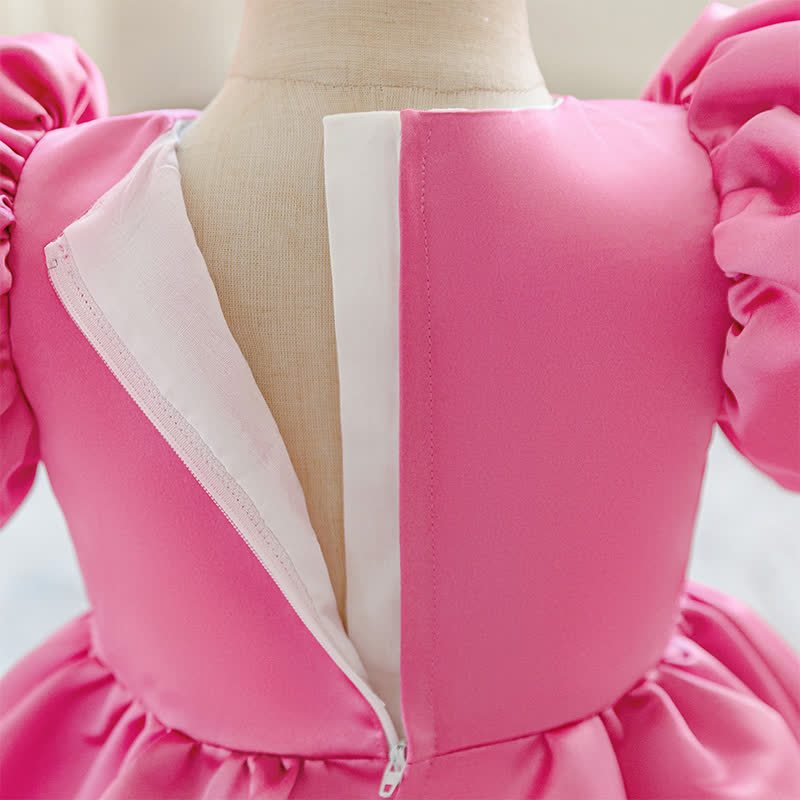 Satin Rosette Short Sleeve Mid-long Dresses - image 6