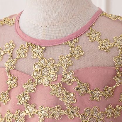 Mesh Lace Bow Lace Short Sleeve Mid-long Dresses - image 4