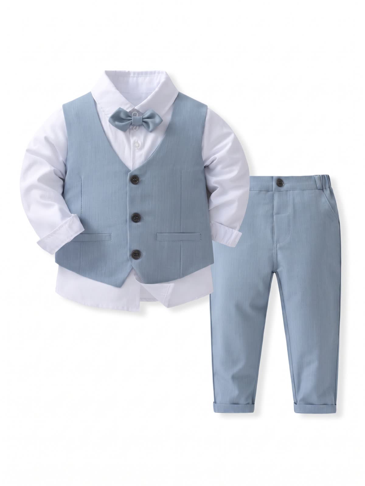 100% Cotton Bow Regular Sleeve Formal Suit - Light Blue - 140cm - image 20