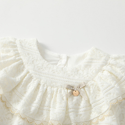 [Archive Sale] Nylon Folds Lace Edge Bow Long Sleeve Regular Bodysuit - image 5