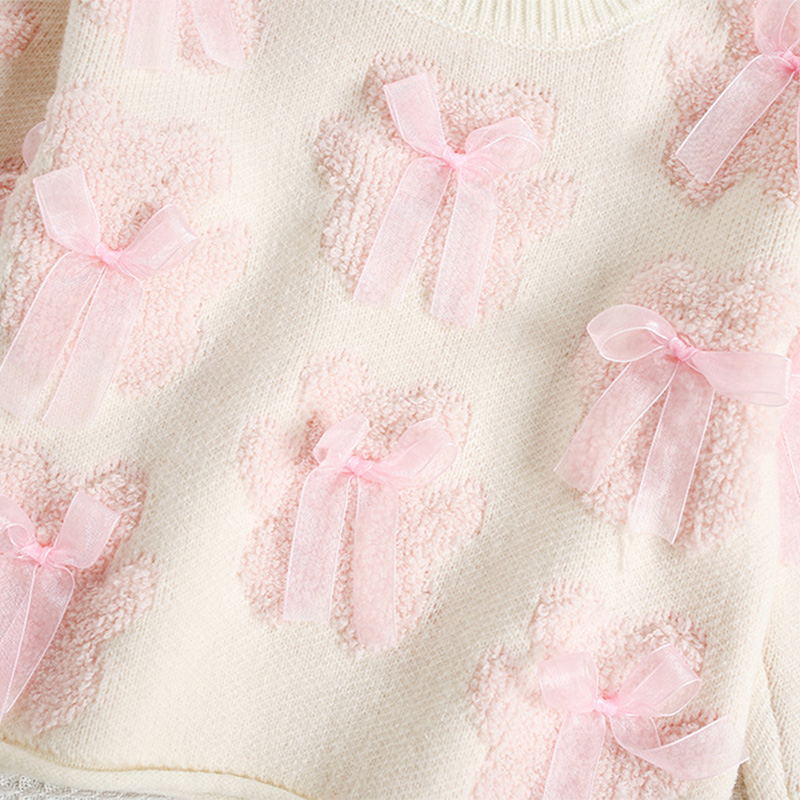 [Archive Sale] Knitwear Little Bear Bow Long Sleeves Midi Two-piece Set - image 9