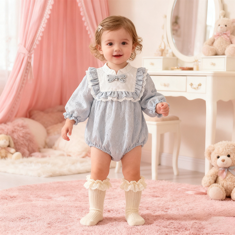 [Archive Sale] Jacquard Folds Bow Long Sleeve Regular Bodysuit - image 4