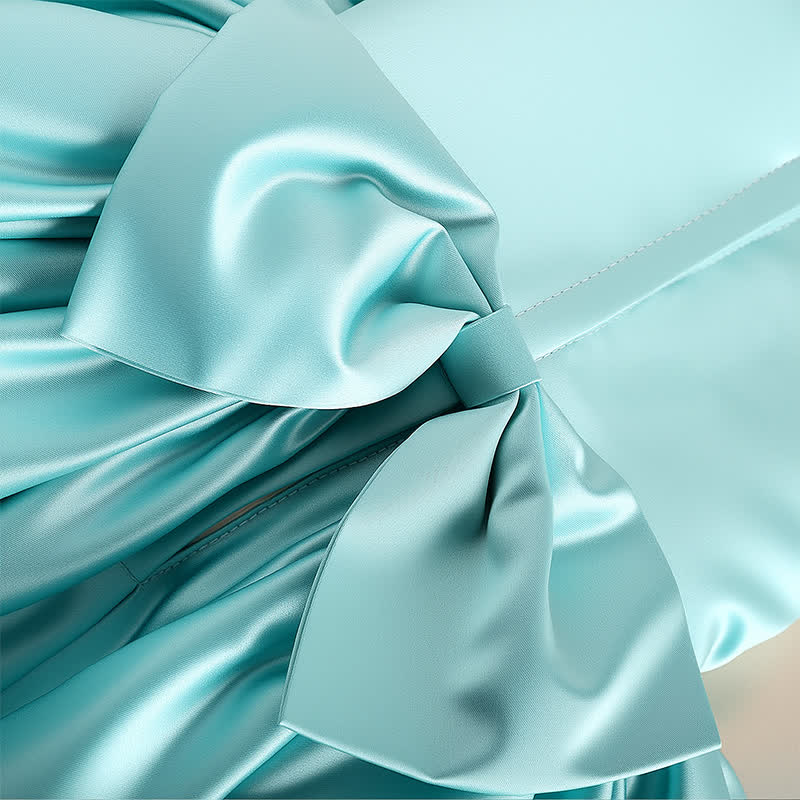 Chemical Fiber Blend Imitation Pearls Bow Sleeveless Mid-long Dresses - image 17