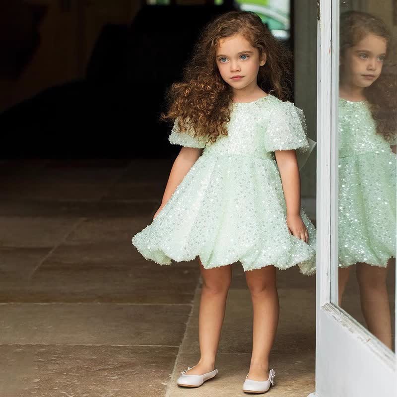 Glitter Sequins Short Sleeve Midi Dresses - image 3