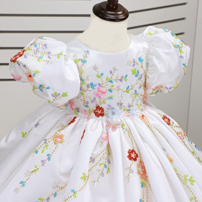 Satin Applique Short Sleeve Midi Dresses - image 3