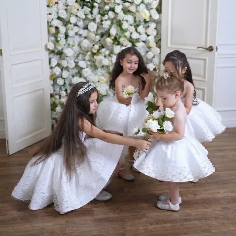 Satin Pearl Sleeveless Short Dresses - image 4