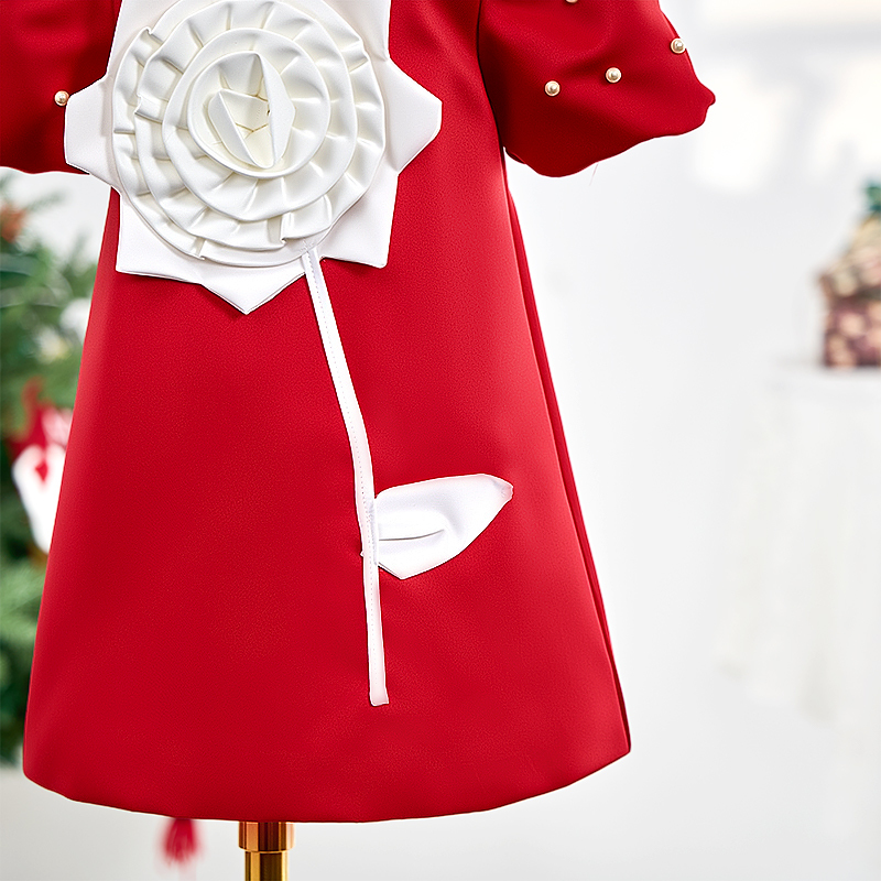 Satin Rosette Short Sleeve Midi Dresses - image 5