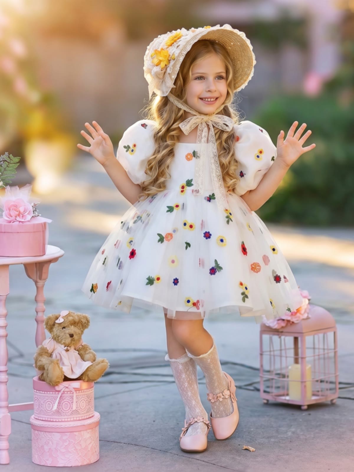 Satin Floral-embroidered Short Sleeve Midi Dresses - image 3