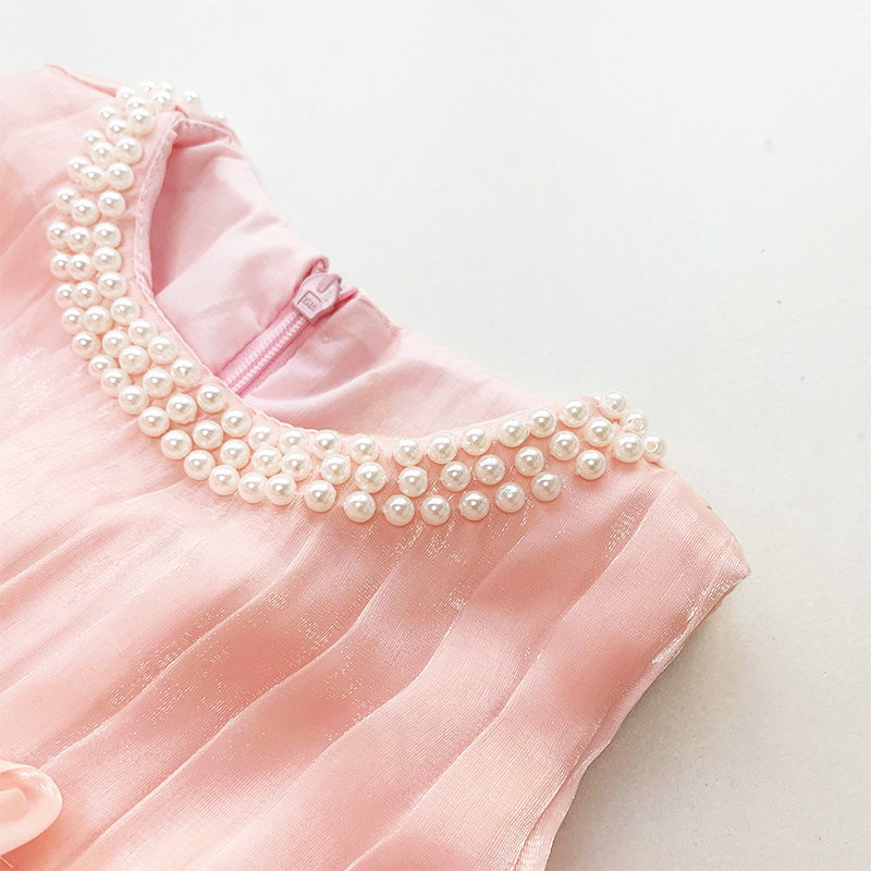 Organza Imitation Pearls Rosette Sleeveless Midi Dresses - image 5