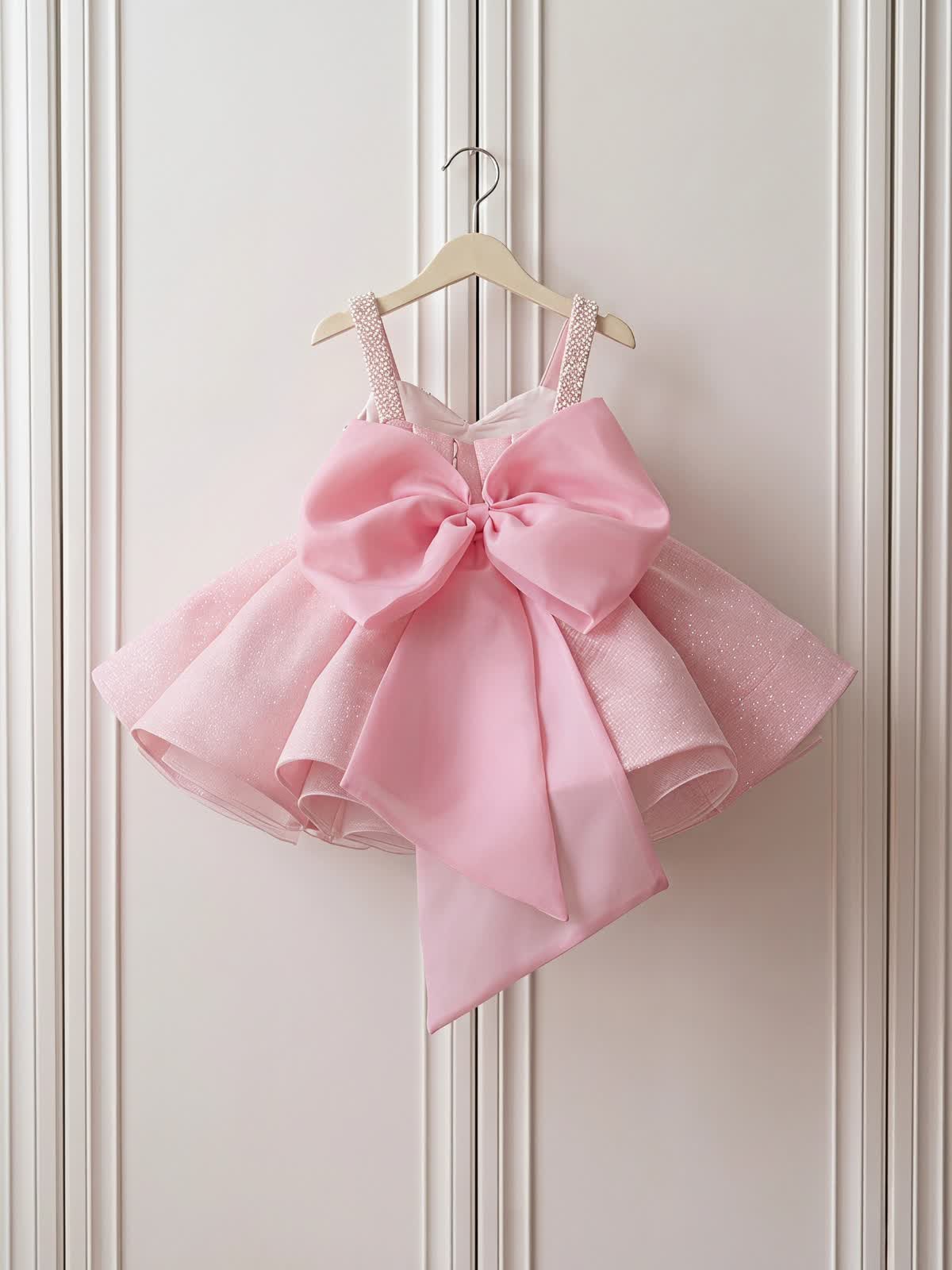 Sparkle Tulle Pearl Bow Sleeveless Short Dresses - image 3