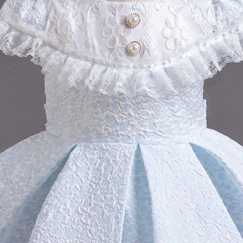 Chemical Fiber Blend Lace Bow Jacquard Short Sleeve Mid-long Dresses - image 13