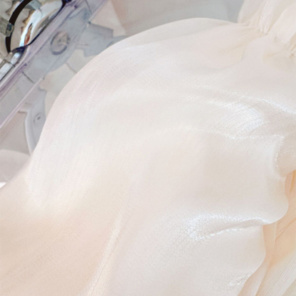 Mesh Bow Fleece Long Sleeve Mid-long Dresses - image 5