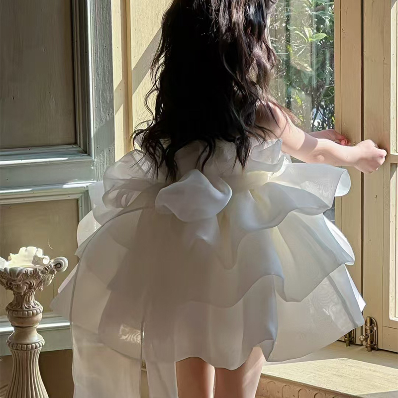 Organza Rosette Sleeveless Short Dresses - image 4