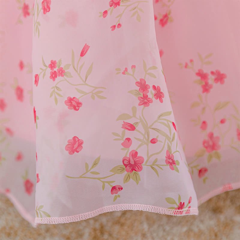 Organza Folds Bow Short Sleeve Mid-long Dresses - image 9