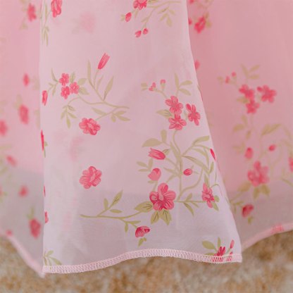 Organza Folds Bow Short Sleeve Mid-long Dresses - image 9