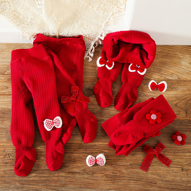 Solid With Bow Lace Thermal Leggings - image 1